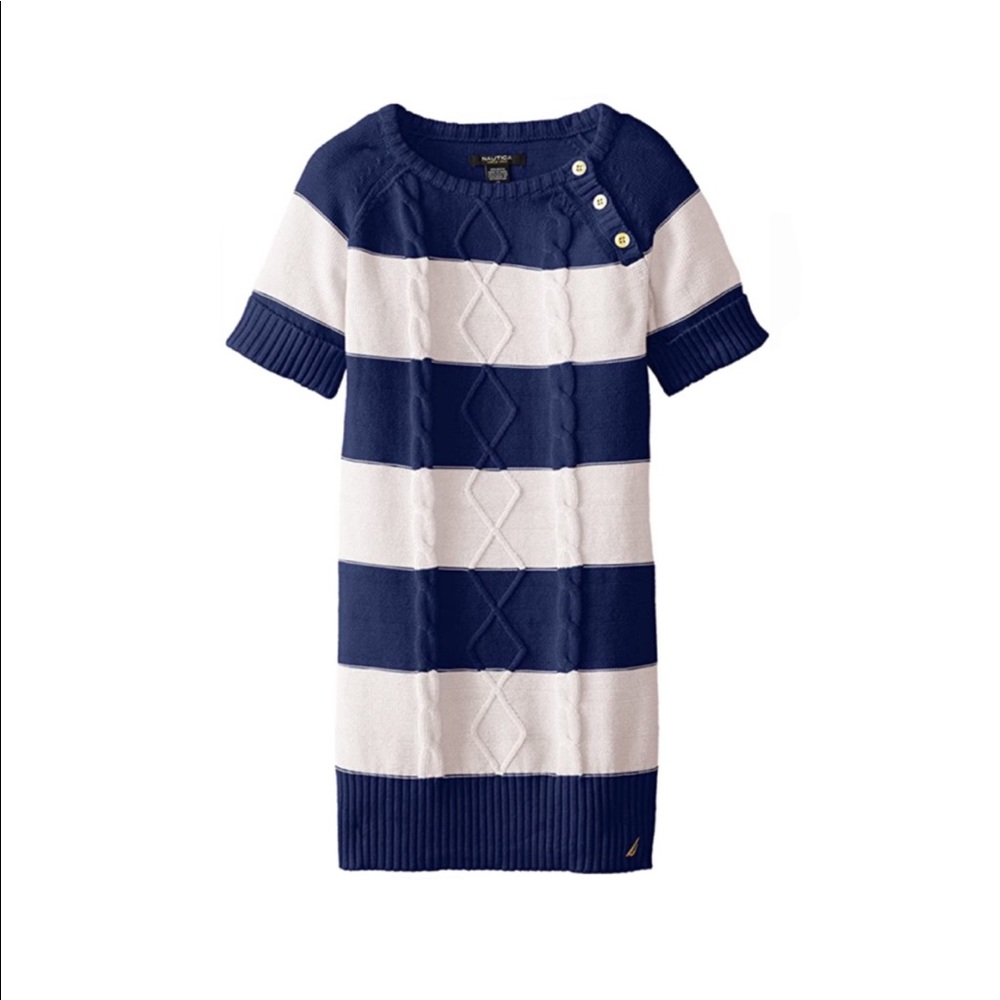 Nautica Girls' Striped Cable Knit Dress
